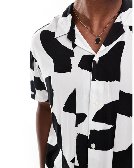Chemise avec col à revers - géométrique fleuri Jack & Jones pour homme en coloris White