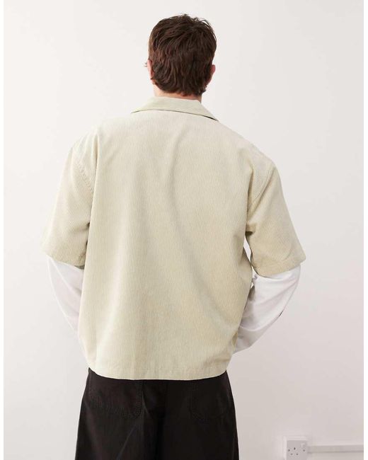 Weekday Oversized Corduroy Overhemd Met Reverskraag in het Natural voor heren