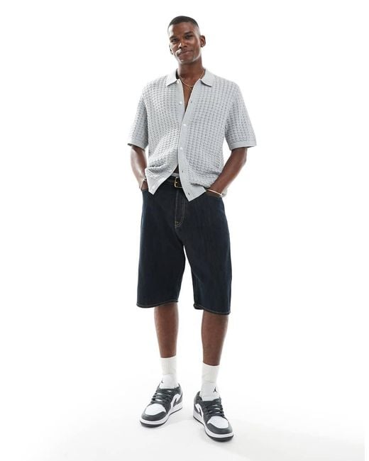 Jack & Jones Gray Knit Button Through Polo for men