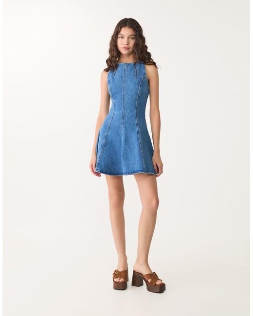 Stradivarius Blue Denim Mini Dress