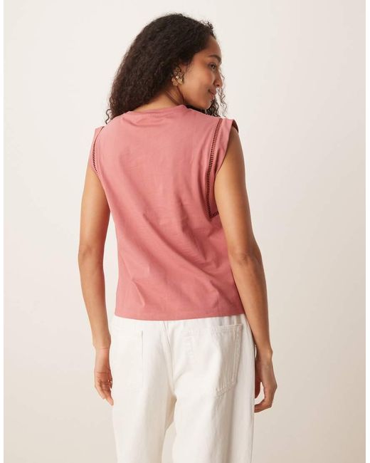 Mango Red Loose Fit T-shirt With Cut Out Trim Detail