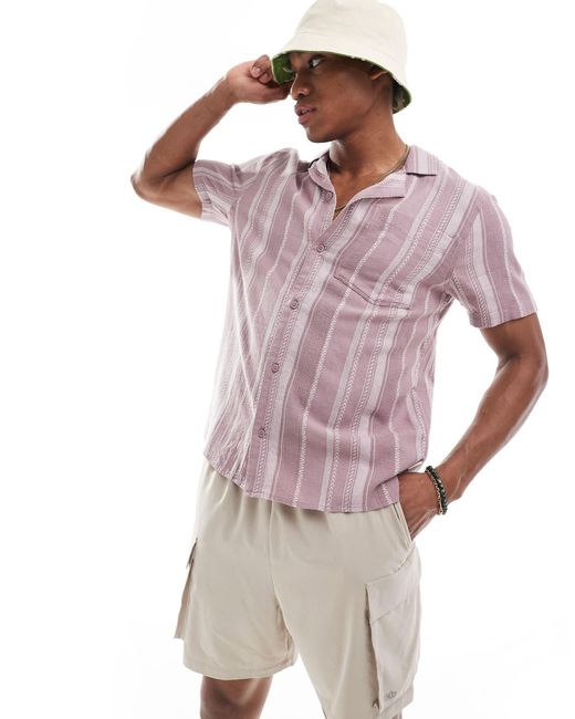 Camisa color tostado a rayas Hollister de hombre de color Purple