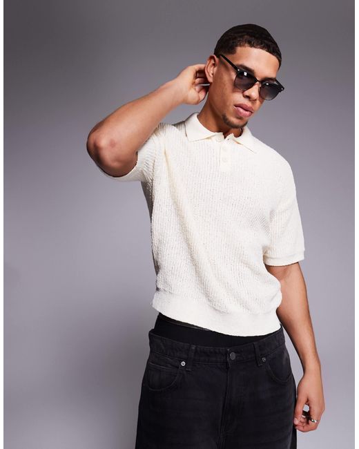 Bershka Gray Knitted Collar Polo for men