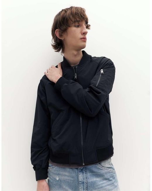Pull&Bear Blue Lightweight Bomber Jacket for men
