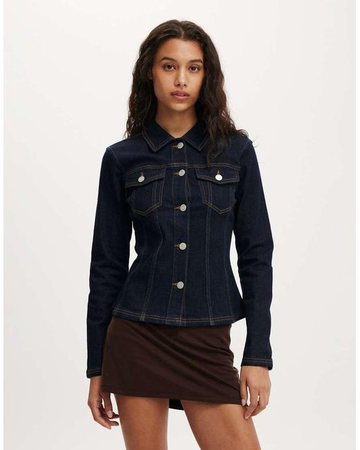 Cotton On Blue Fitted Denim Jacket