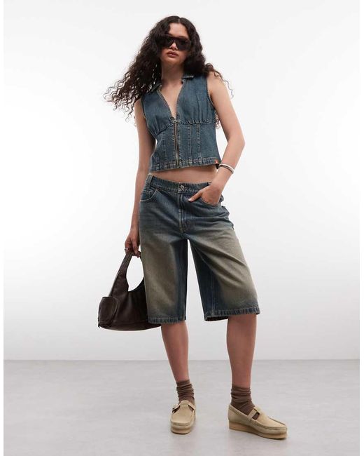 Collusion Blue Zip Through Denim Shirt