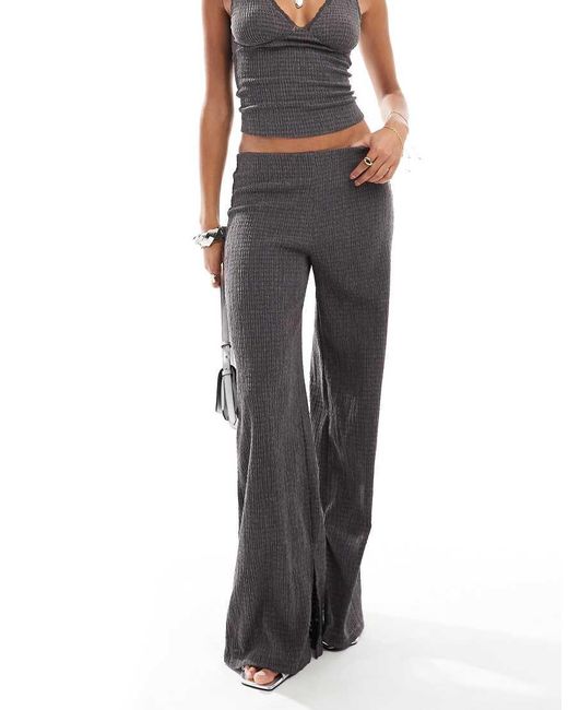 Bershka Blue Shirred Flared Pants