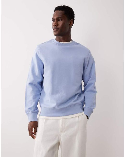 Mango Blue 100% Cotton Relaxed Fit Sweatshirt for men