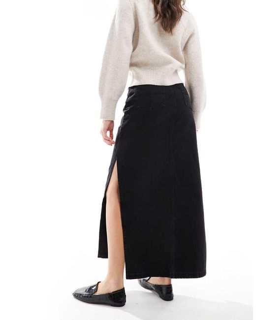 Falda Vaquera Larga Negra Con Abertura Lateral De Dtt Don't Think Twice de hombre de color White