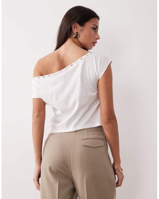 Motel White Bizzy Studded Top