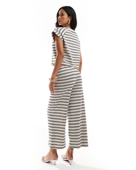 River Island White Stripe Knitted Wide Leg Trouser Co-ord