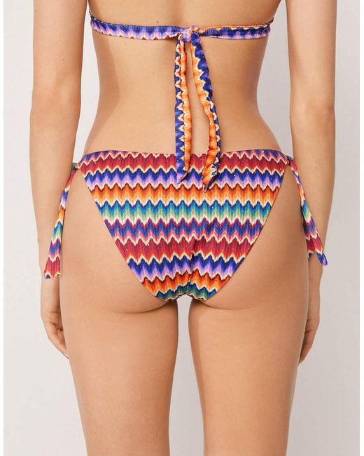 Calzedonia Blue Bow Bikini Bottoms Vibrant Chevron