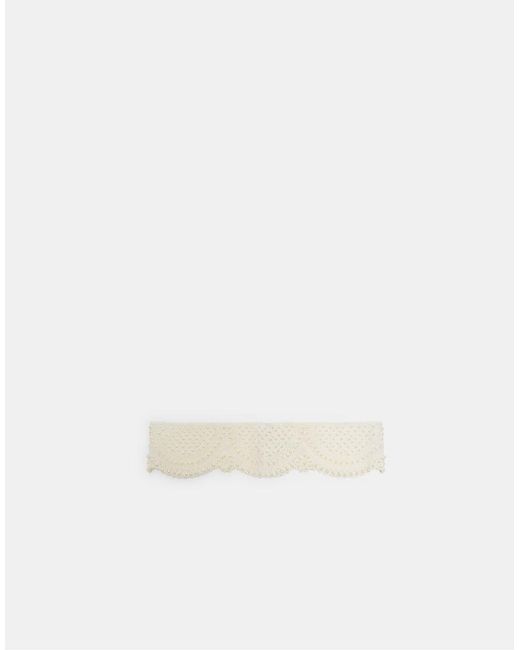 Stradivarius White Wide Faux Pearl Belt