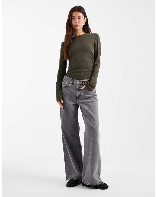 ONLY Gray Ruched Detail Textured Top
