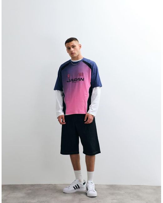 ASOS Blue Oversized Tee With Fifa World Cup Japan Print for men