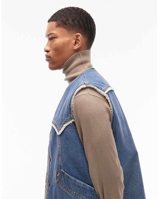 Levi's Blue Denim Vest With Repreve Lining for men