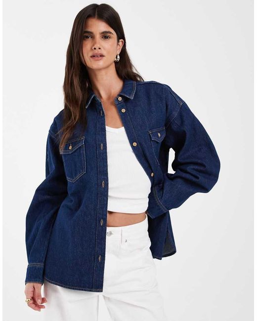 JJXX Blue Bella Oversized Denim Shirt