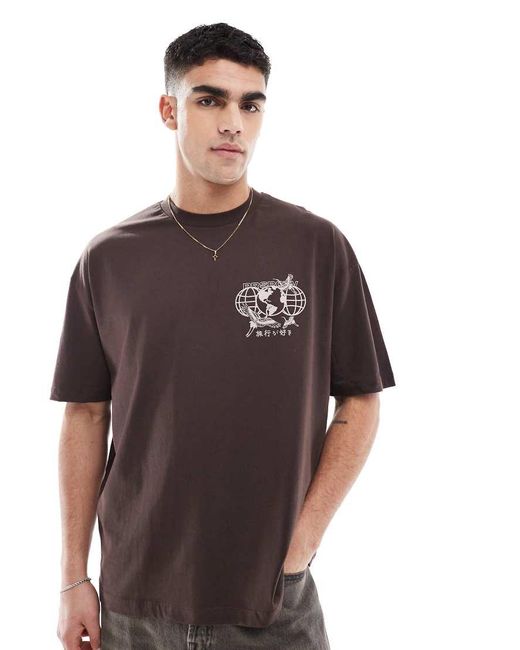 T-Shirt Oversize Con Stampa Sulla Schiena di ASOS in Gray da Uomo