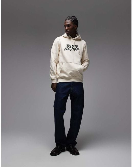 Tommy Hilfiger Gray Text Graphic Hoodie for men
