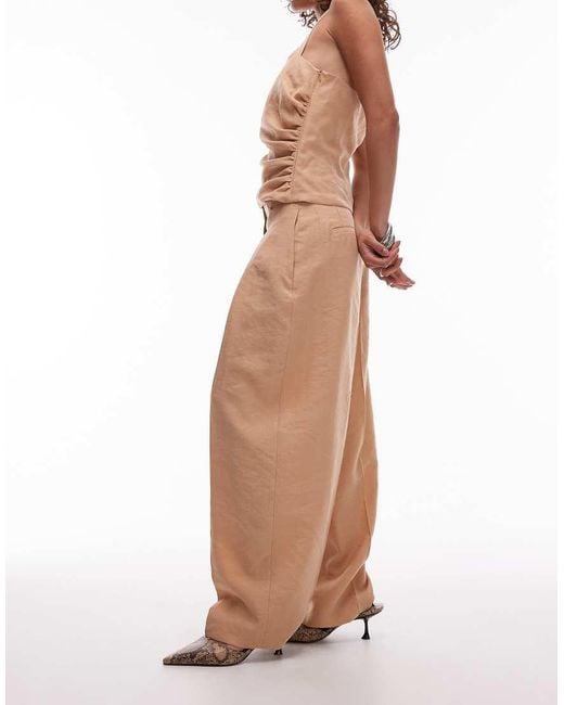 Pantalones De Sastre De Corte Bombacho Con Pinzas Delanteras De (Parte De Un Conjunto)-Neutro Mango de color White