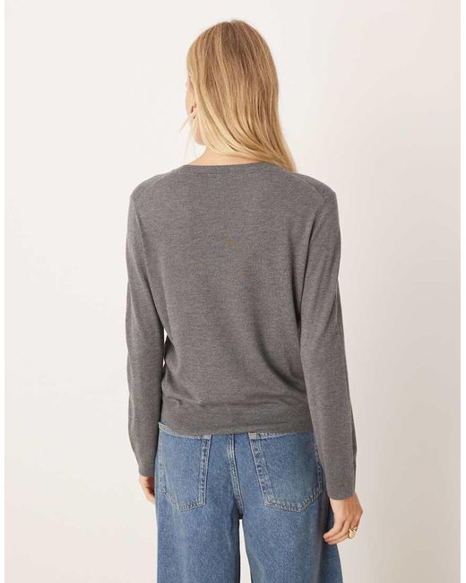 Mango Gray Round Neck Lightweight Jumper