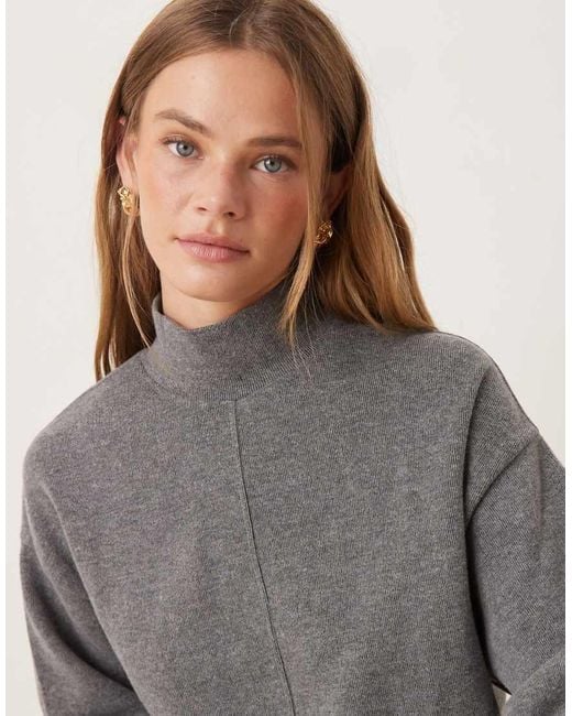 ASOS Gray Supersoft Seam Front Longline Roll Neck Top Co-Ord