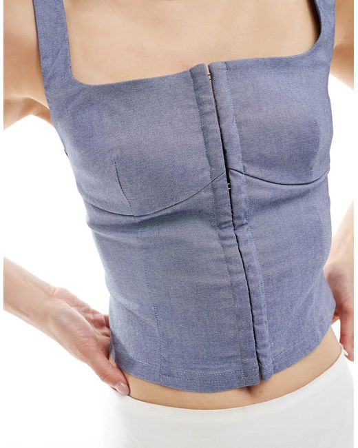 Stradivarius Blue Corset Top