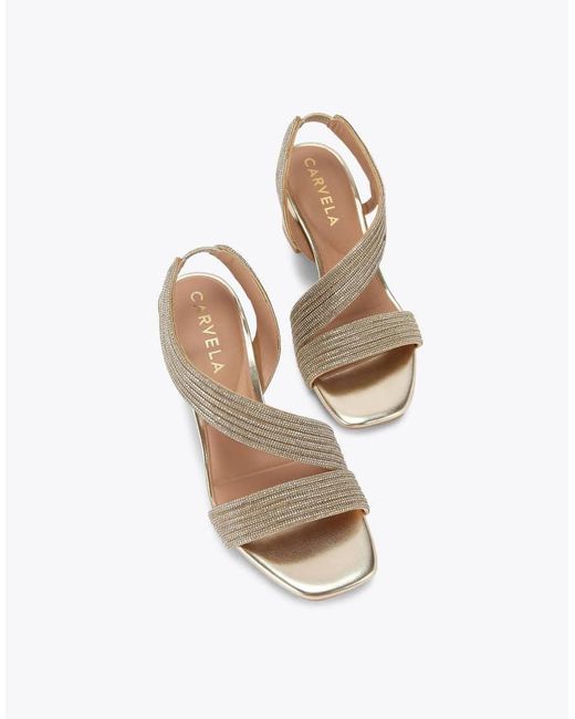 Carvela Kurt Geiger Natural Gala Block Jewel 60 Casual Heeled Sandals