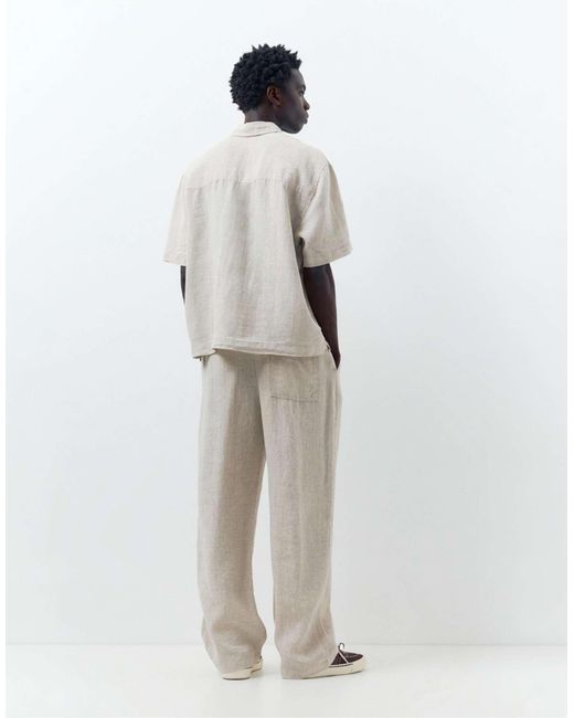 Pantalon en 100 % lin - beige Pull&Bear pour homme en coloris Gray