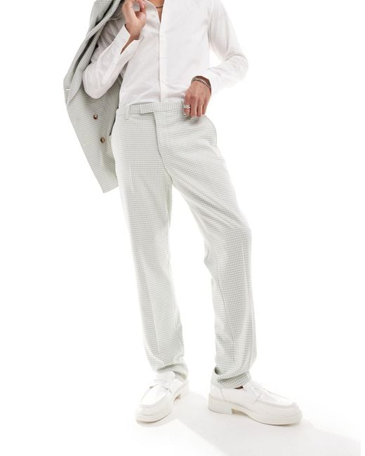 Twisted Tailor – anzughose mit hahnentrittmuster in White für Herren