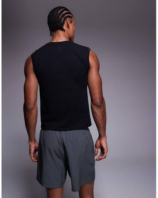 4505 Blue Shrunken Muscle Fit Cotton Tank With Quick Dry Finish for men