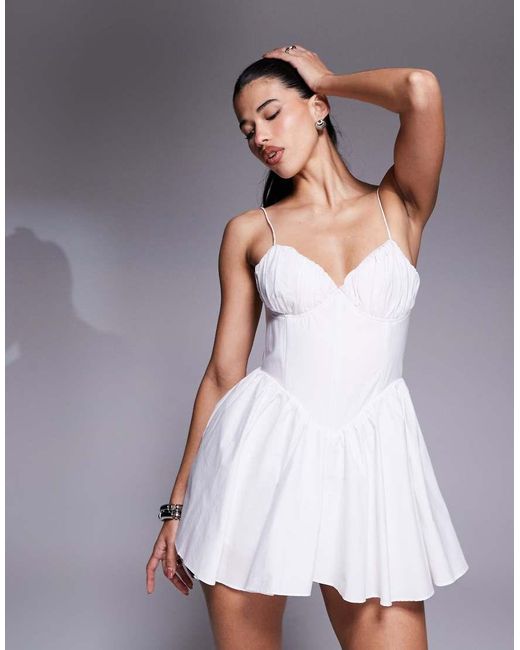 GOOD AMERICAN White Poplin Mini Dress