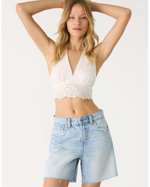 Stradivarius Blue – d93 – longline-jeansshorts
