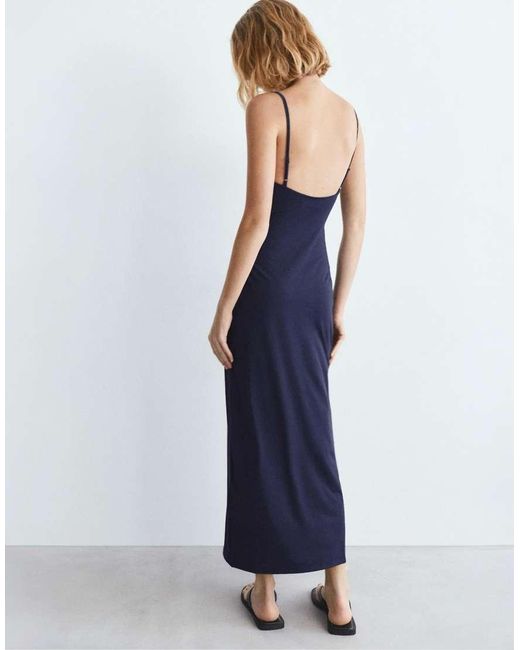 Pull&Bear Blue Polyamide Strappy Midi Dress