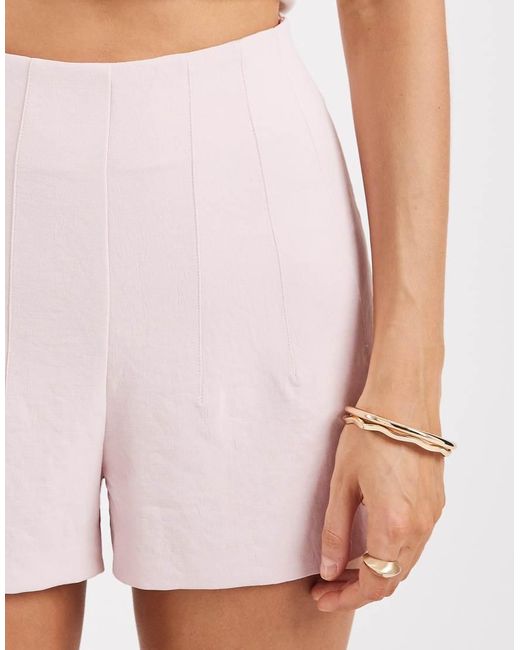 ASOS White Tailored High Waist Corset Seam Detail Shorts