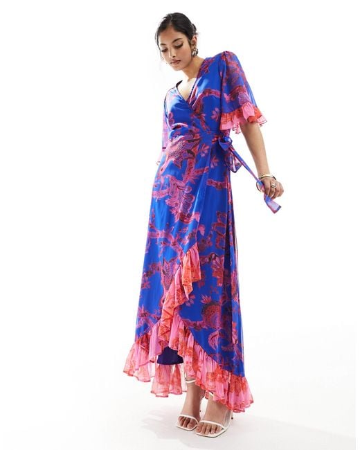 Hope & Ivy Purple Wrap Maxi Dress