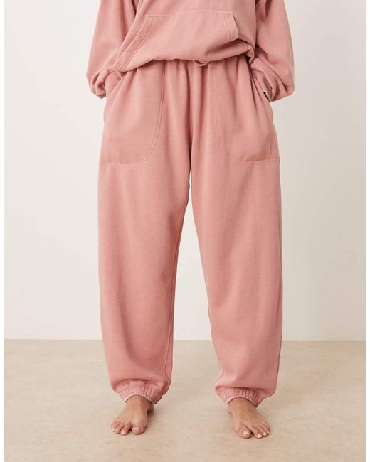 Free People Pink Intimately Fp Slow It Down Cosy Wide Leg Trackies