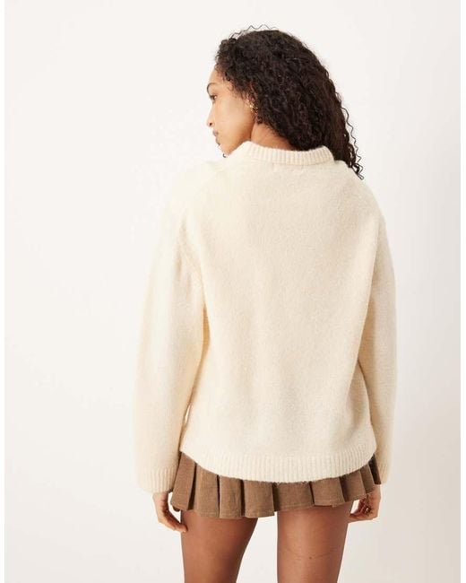 Gina Tricot Natural Crew Neck Knitted Wool Alpaca Jumper