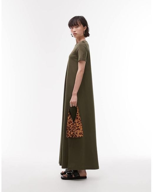 ARKET Natural Pure Cotton Column Maxi Dress With Short Sleeves