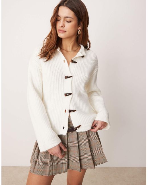 ASOS Natural Knitted Cardigan With Toggle Buttons