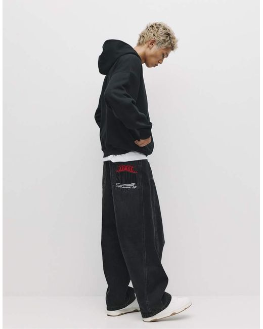 Pull&Bear Blue Boxy Hooded Sweatshirt for men