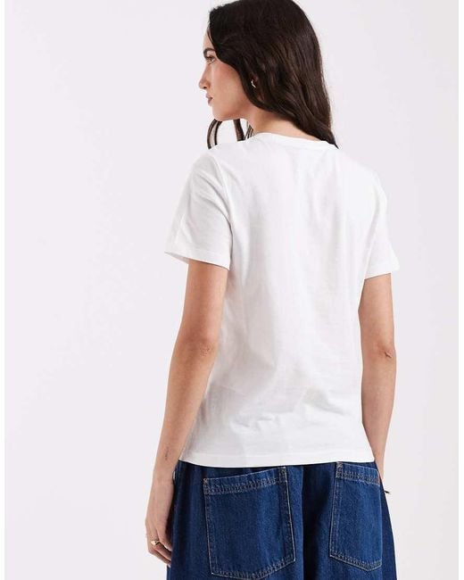 ONLY White Floral Embroidery Crew Neck T-shirt