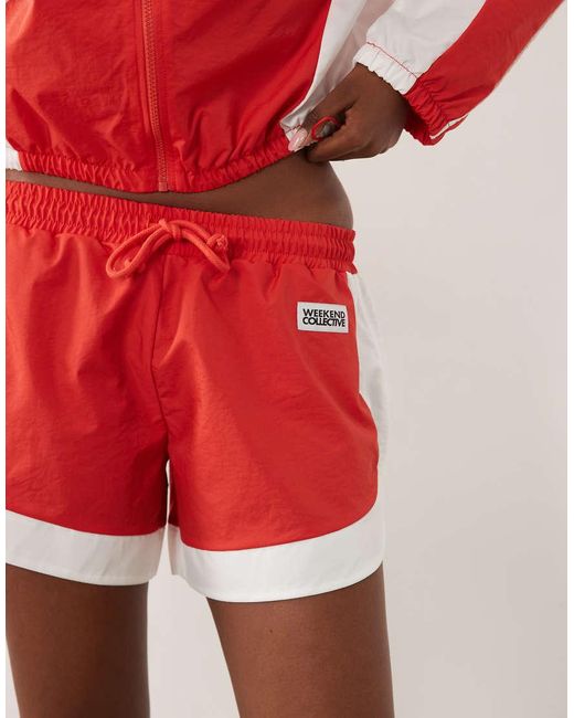 ASOS Red Weekend Collective Nylon Track Runner Shorts