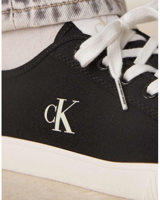 Zapatillas De Deporte Negras Y Blancas Básicas De Lona Con Suela Vulcanizada De -Negro Calvin Klein de hombre de color Brown