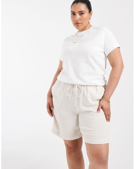 ONLY White Linen Blend Shorts