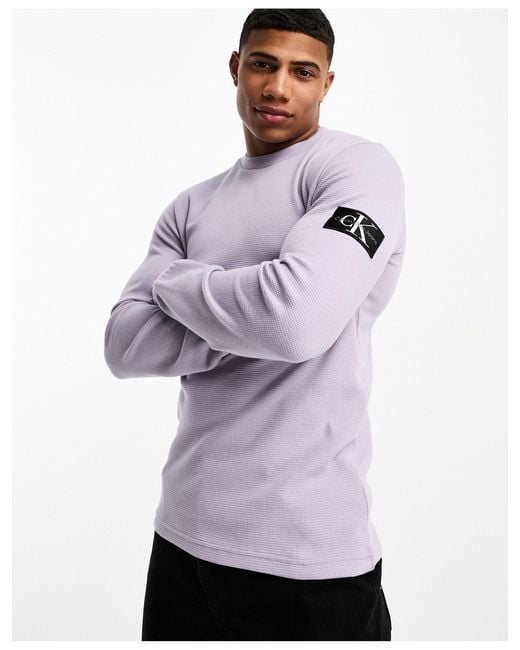 Calvin Klein Purple Waffle Long Sleeve T-shirt for men