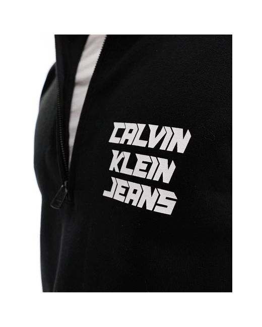 Calvin Klein Black 3d Ck Future Fade Logo Half Zip Sweatshirt for men