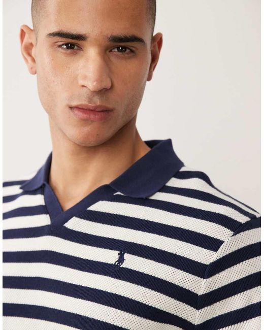 Polo Ralph Lauren Blue Stripe Rugby Polo for men