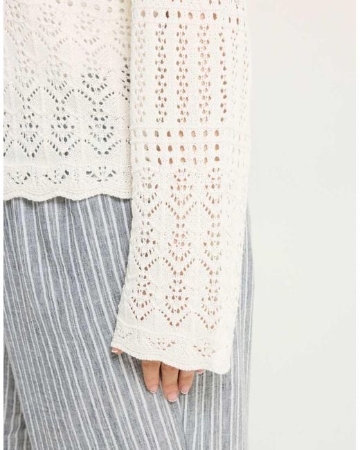 Yours Clothing White Pointelle Knitted Cardigan