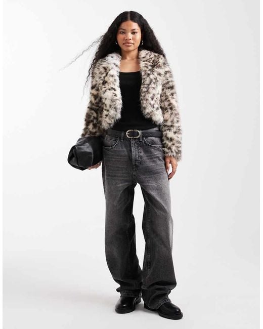 New Look Brown Shawl Faux Fur Coat